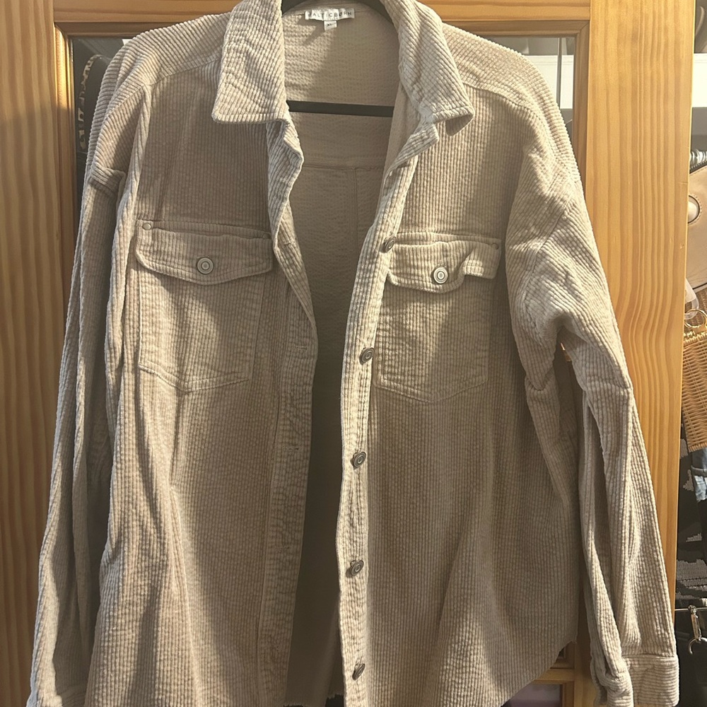 Beige Corduroy Button Down w/ Frayed Edge - Baltic Born